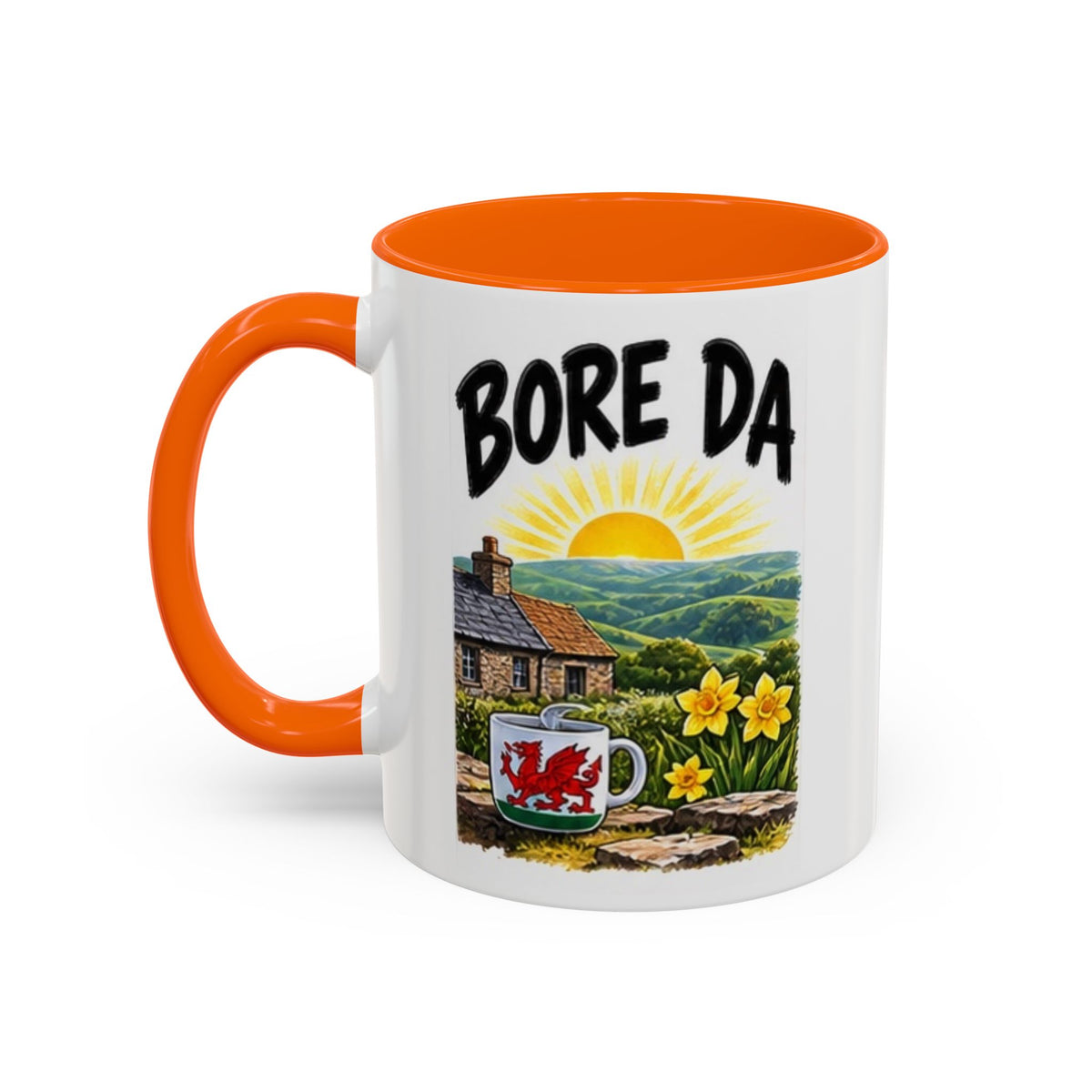 Bore Da Welsh Sunrise Accent Coffee Mug