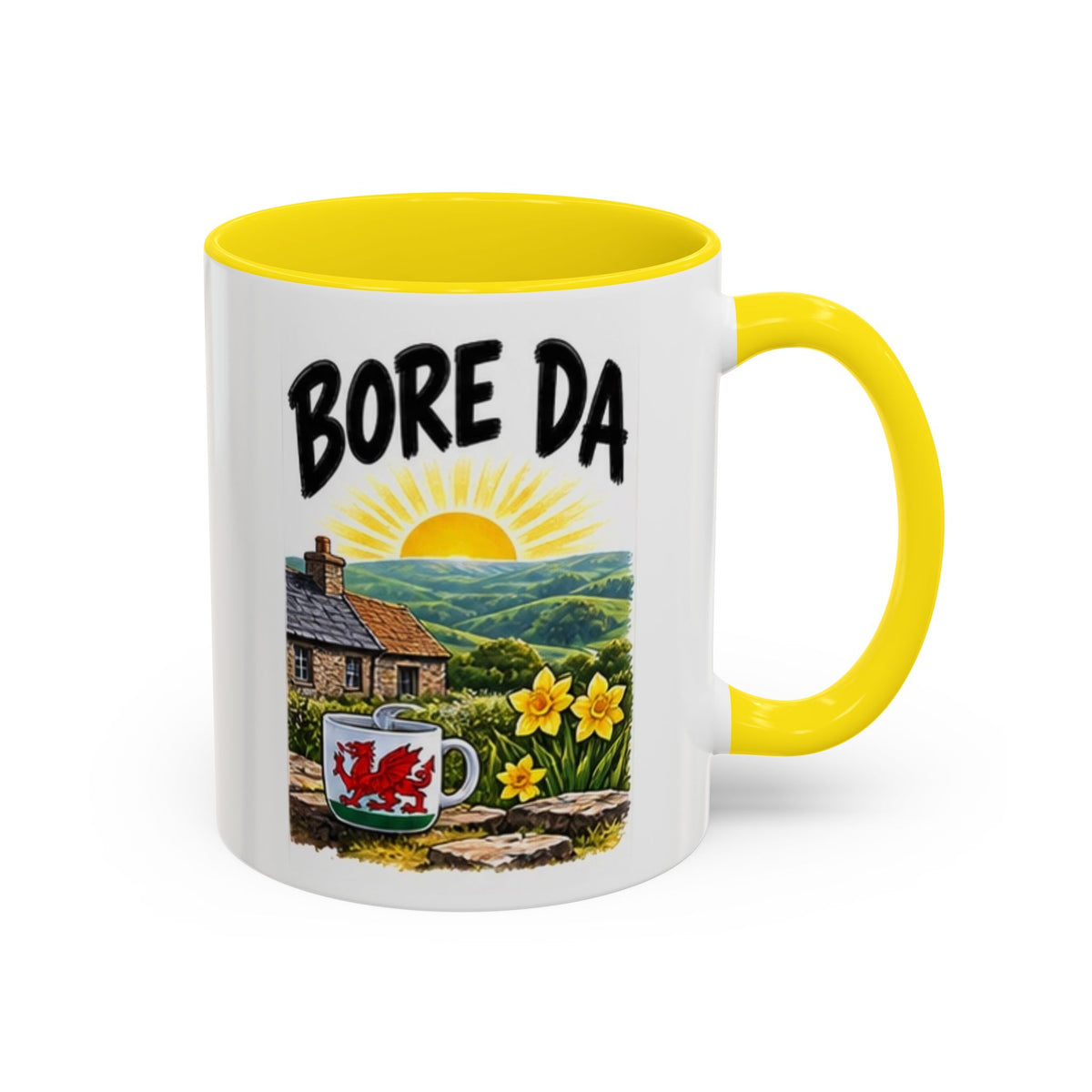 Bore Da Welsh Sunrise Accent Coffee Mug
