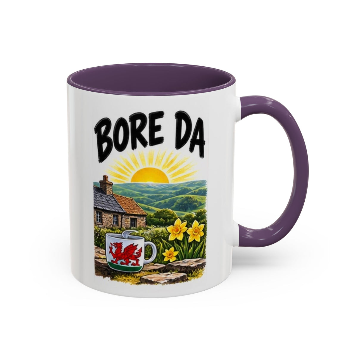 Bore Da Welsh Sunrise Accent Coffee Mug