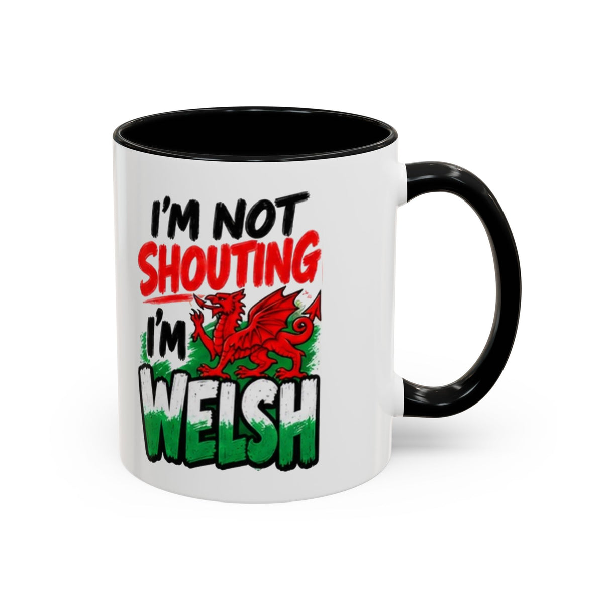 I’m Not Shouting, I’m Welsh Mug – Welsh Dragon Coffee Mug