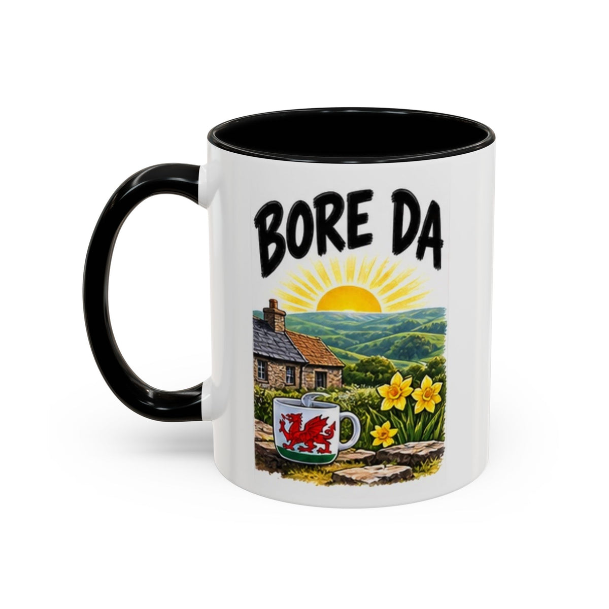 Bore Da Welsh Sunrise Accent Coffee Mug