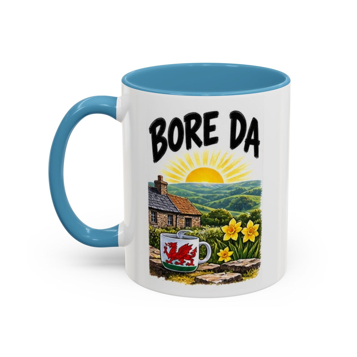 Bore Da Welsh Sunrise Accent Coffee Mug