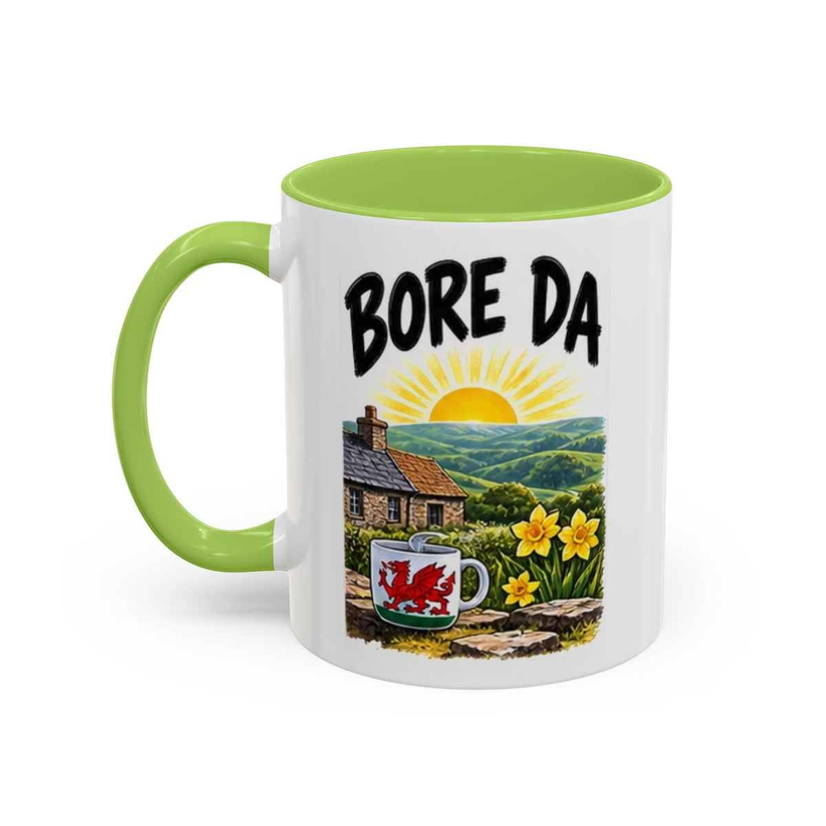 Bore Da Welsh Sunrise Accent Coffee Mug