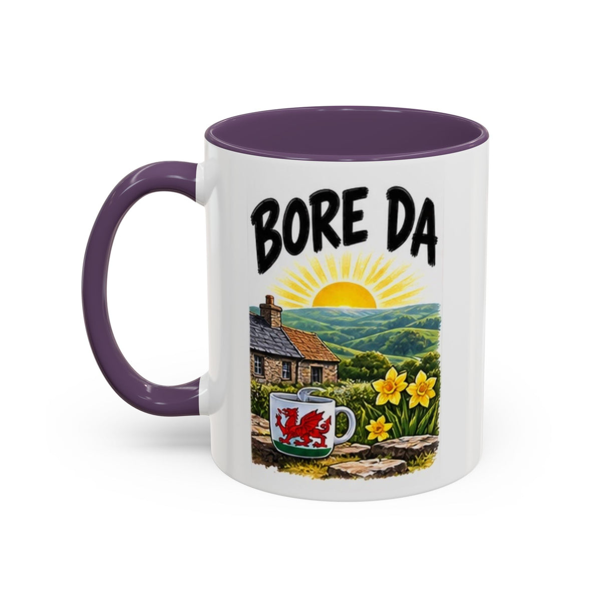 Bore Da Welsh Sunrise Accent Coffee Mug