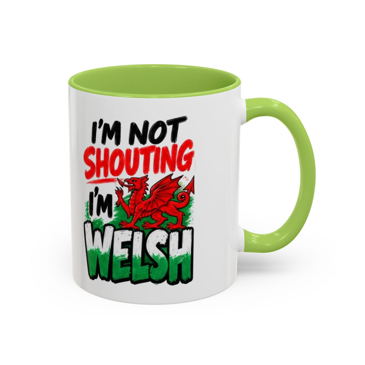 I’m Not Shouting, I’m Welsh Mug – Welsh Dragon Coffee Mug