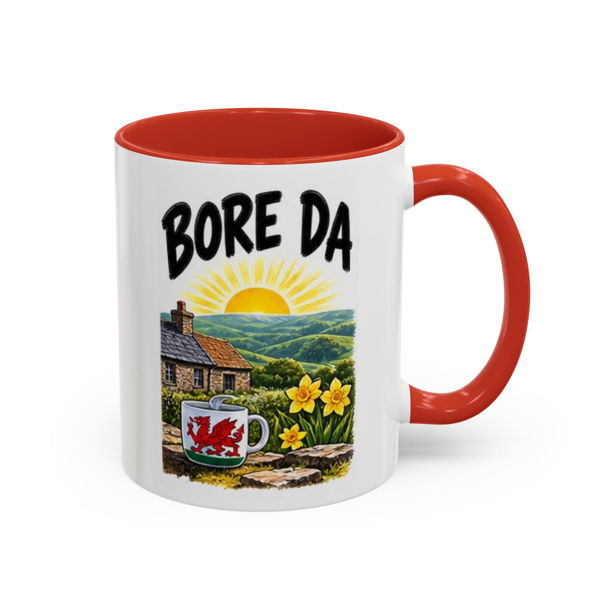 Bore Da Welsh Sunrise Accent Coffee Mug