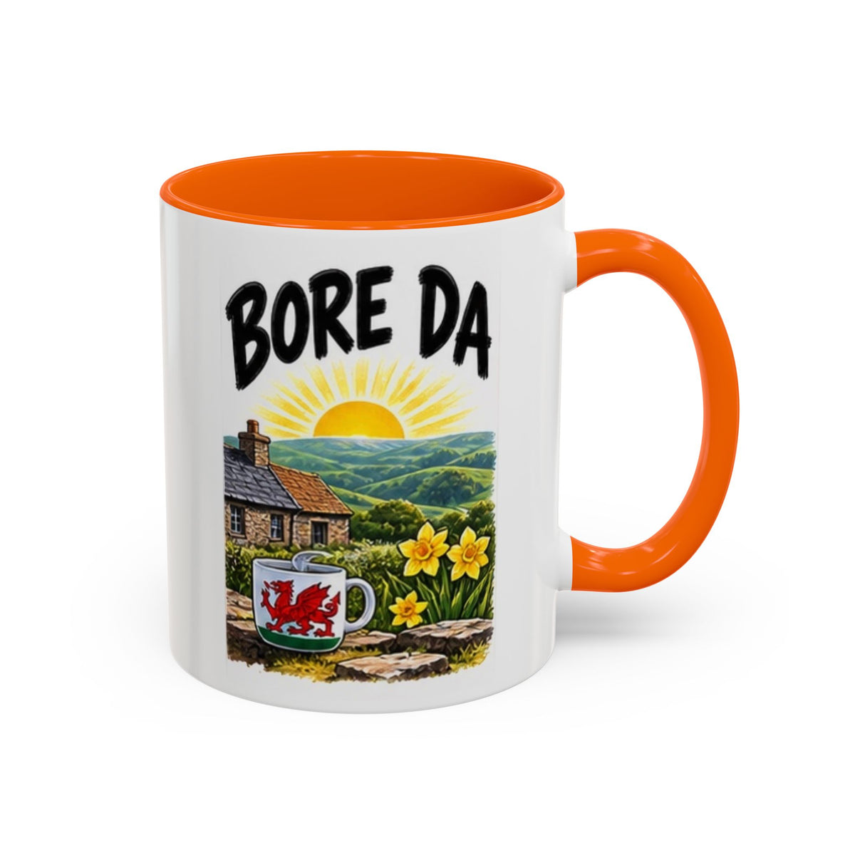 Bore Da Welsh Sunrise Accent Coffee Mug