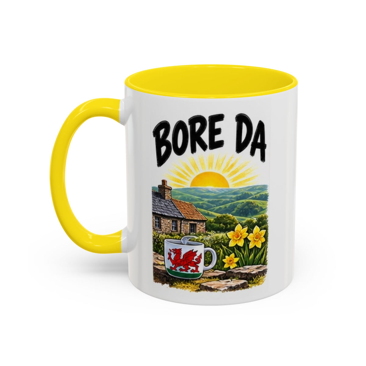 Bore Da Welsh Sunrise Accent Coffee Mug