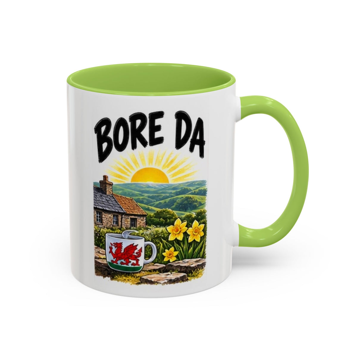 Bore Da Welsh Sunrise Accent Coffee Mug