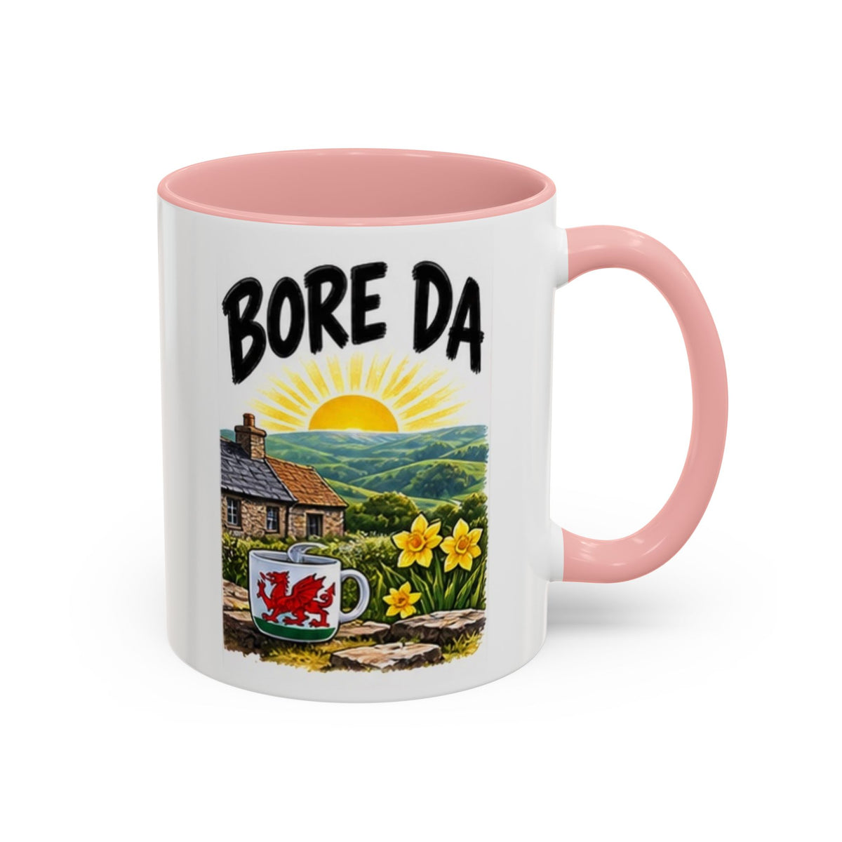 Bore Da Welsh Sunrise Accent Coffee Mug