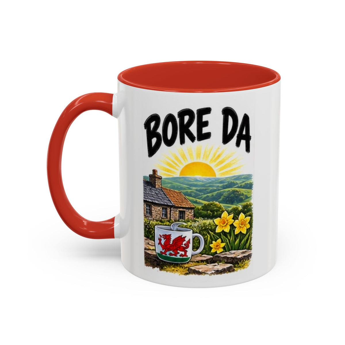 Bore Da Welsh Sunrise Accent Coffee Mug