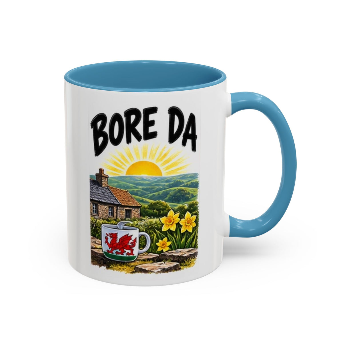 Bore Da Welsh Sunrise Accent Coffee Mug