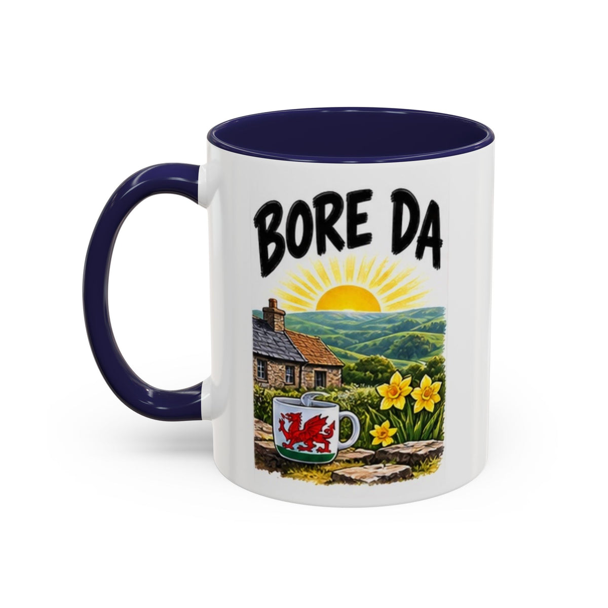 Bore Da Welsh Sunrise Accent Coffee Mug