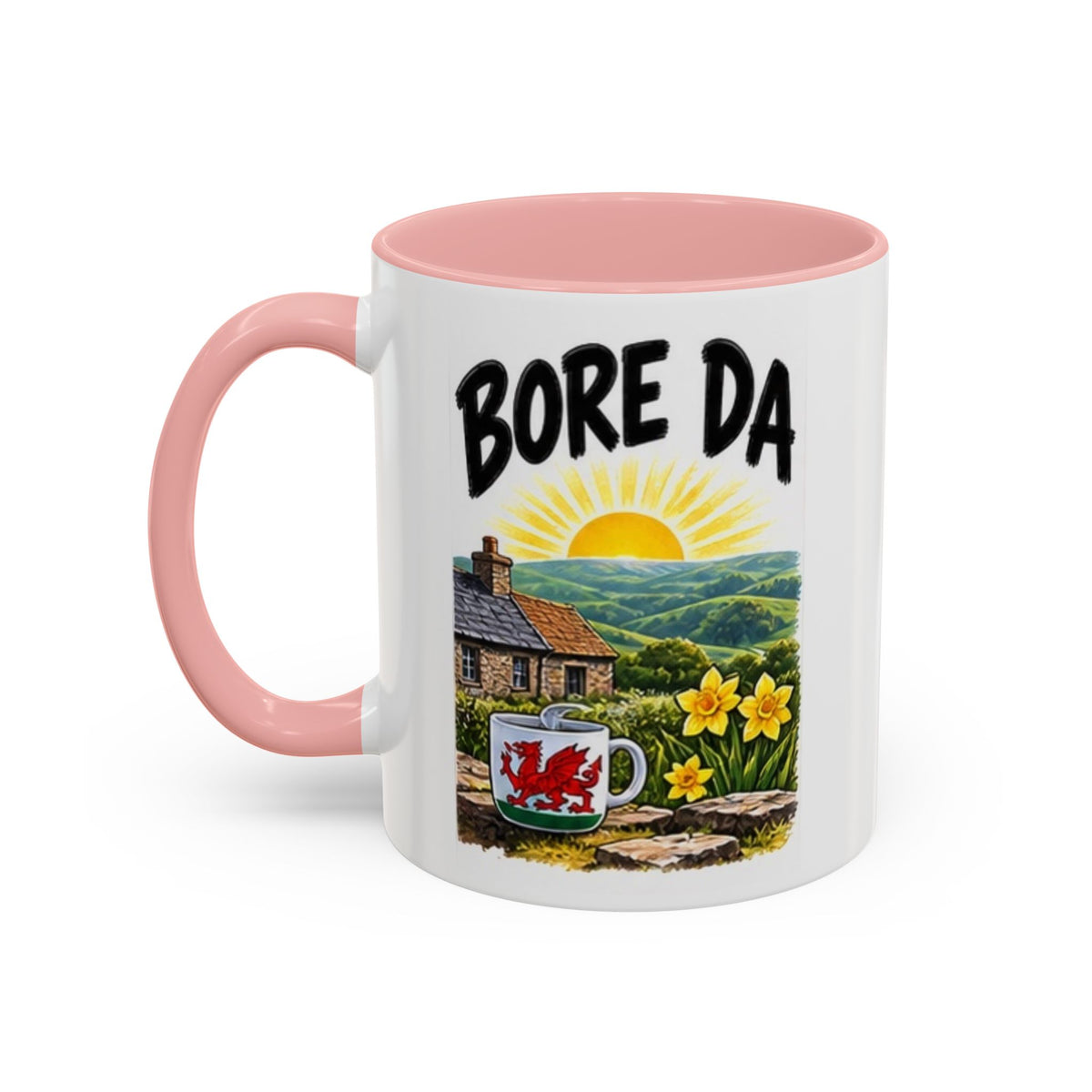 Bore Da Welsh Sunrise Accent Coffee Mug