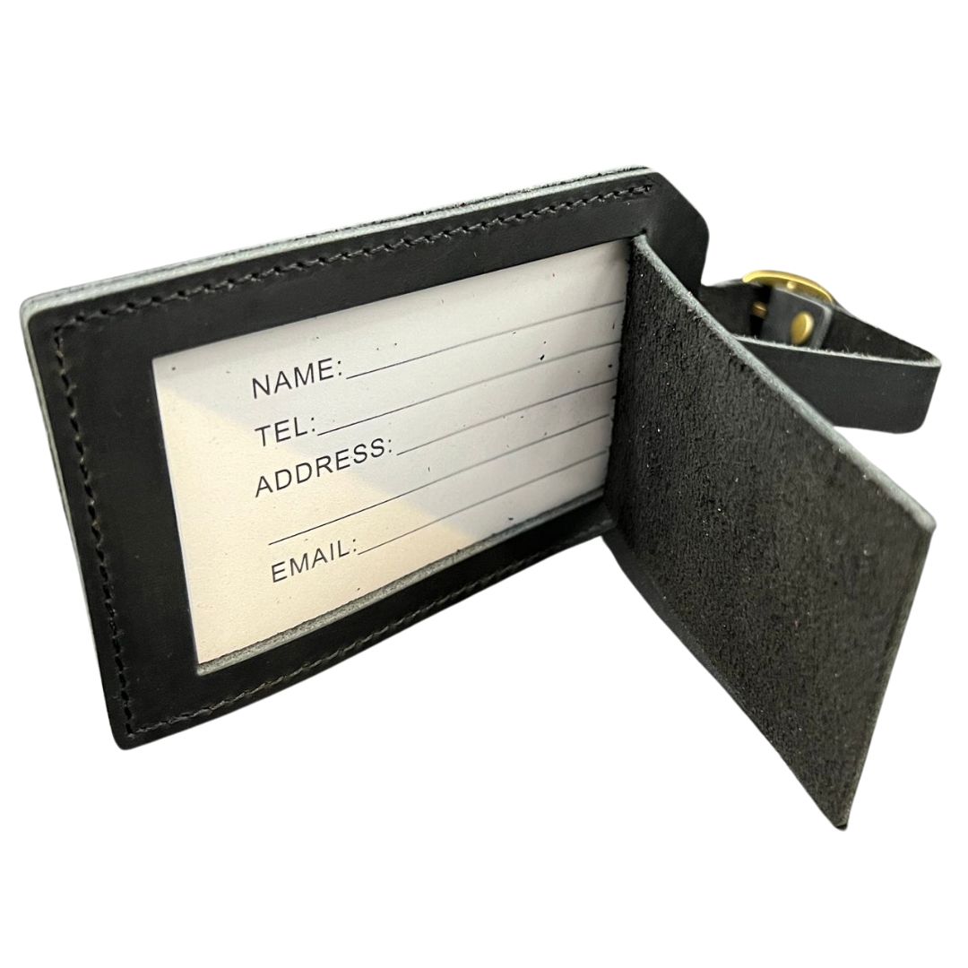 Black Leather Welsh Luggage Tag