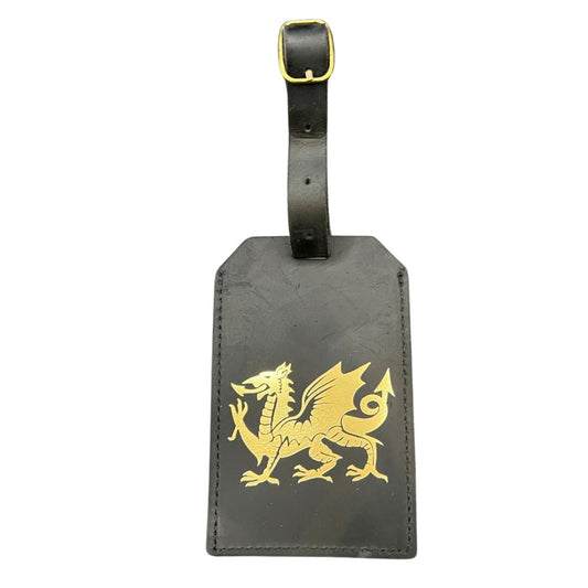 Black Leather Welsh Luggage Tag