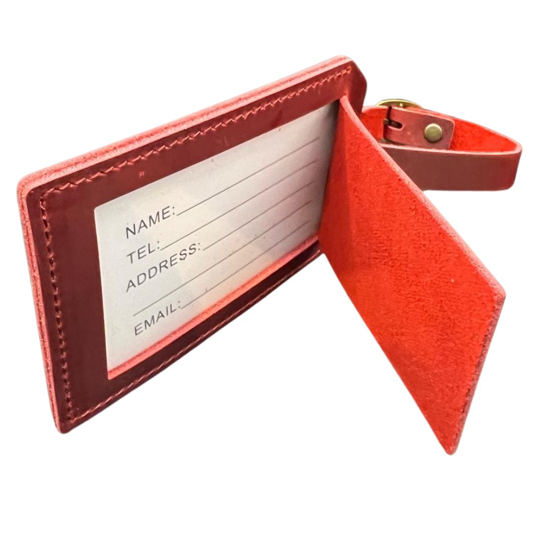 Red Leather Welsh Passport Travel Wallet & Luggage Tag Set